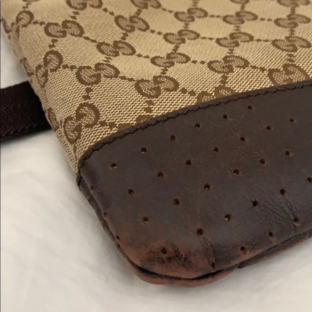 Gucci Brown Monogram Canvas Crossbody Bag with Dark Brown Trim - Picture 6 of 8